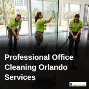Professional office cleaning team servicing a modern Orlando workplace